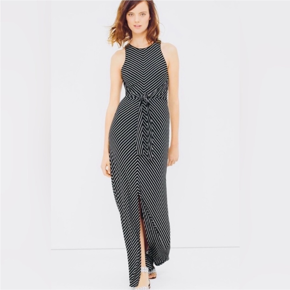 White House Black Market Black and White Chevron Maxi Dress